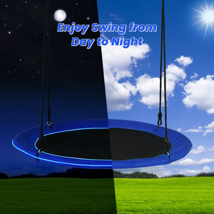 40 Inches Saucer Tree Swing Round with Lights for Kids and Adults
