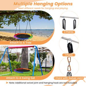 40 Inches Saucer Tree Swing Round with Lights for Kids and Adults