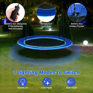 40 Inches Saucer Tree Swing Round with Lights for Kids and Adults