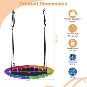 40 Inches Saucer Tree Swing Round with Lights for Kids and Adults