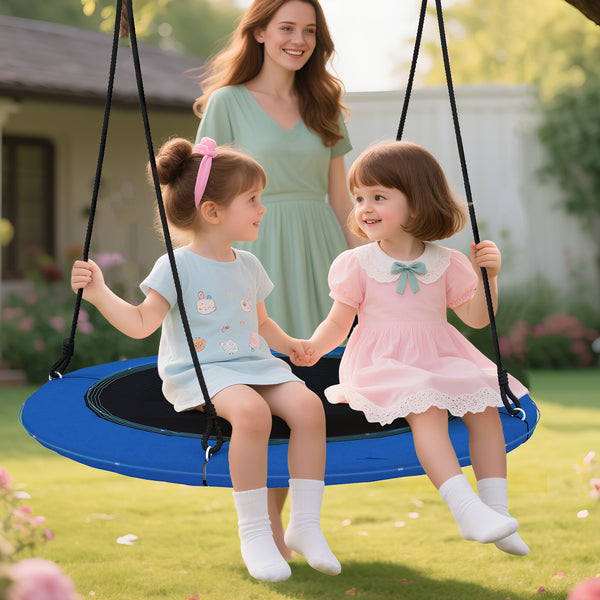 40 Inches Saucer Tree Swing Round with Lights for Kids and Adults