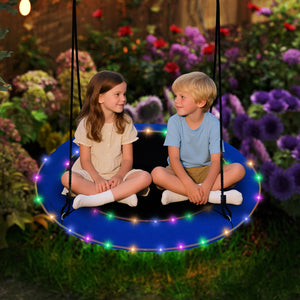 40 Inches Saucer Tree Swing Round with Lights for Kids and Adults