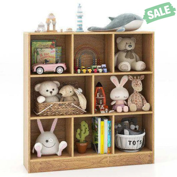 41 Inches 8-Cube Freestanding Bookcase for Kids-Natural