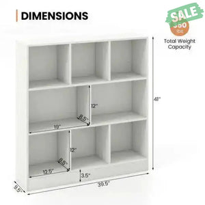 41 Inches 8-Cube Freestanding Bookcase for Kids-White White Kids Storage