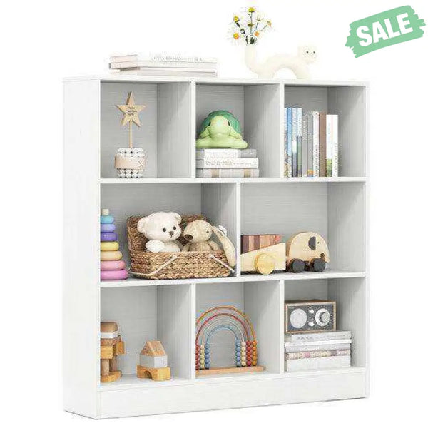41 Inches 8-Cube Freestanding Bookcase for Kids-White White Kids Storage