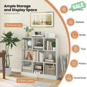 41 Inches 8-Cube Freestanding Bookcase for Kids-White White Kids Storage