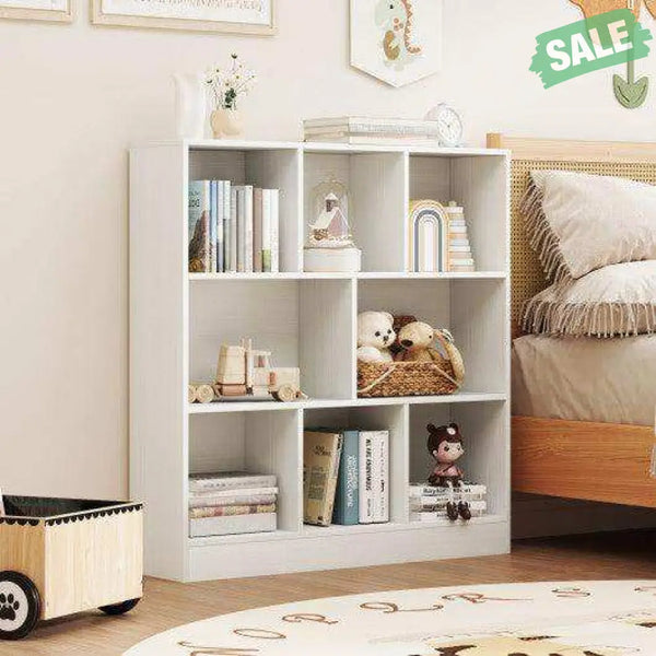 41 Inches 8-Cube Freestanding Bookcase for Kids-White White Kids Storage
