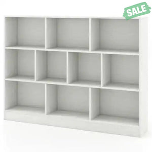 41 inches Wooden Toy Storage Organizer with 10 Cubes for Classroom Daycare Nursery Kindergarten-White