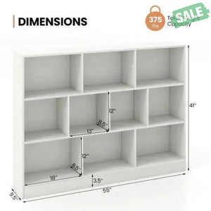 41 inches Wooden Toy Storage Organizer with 10 Cubes for Classroom Daycare Nursery Kindergarten-White