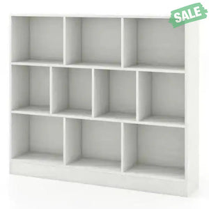 41 inches Wooden Toy Storage Organizer with 10 Cubes for Kids-White White Kids Storage