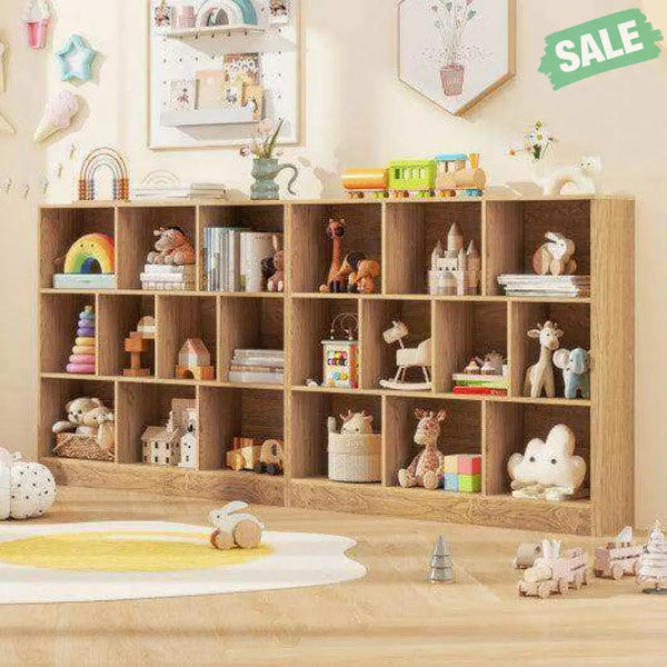 41 inches Wooden Toy Storage Organizer with 10 Cubes for Kids-White White Kids Storage