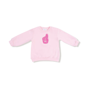 Pink #1 Fan oversized sweatshirt for babies, perfect for showing team spirit in comfort and style.