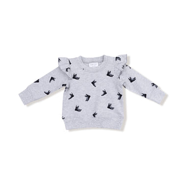 Baby hockey ruffle sweatshirt in soft fabric, perfect for little fans. Stylish and comfortable top for everyday wear.