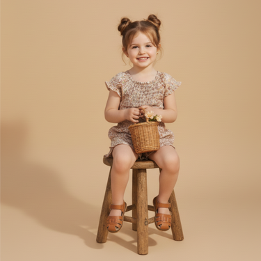 Organic Smocked Jumpsuit - Pastel Bloom