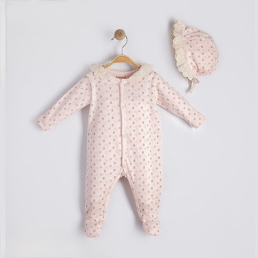 Blush Lace Footed & Hat Set