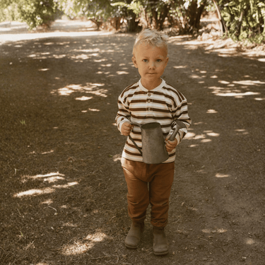 Organic Henley Tee - Cocoa Stripe