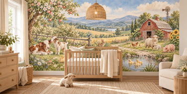 Watercolor Peaceful Farm Wall Mural, image 1