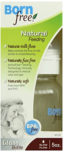 Bornfree - Natural Feeding Glass Bottle, 5 oz (Single) - Anti-Colic Baby Bottle
