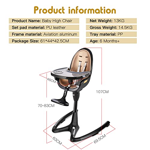 Modern High Chair: Adjustable Recline, 360° Rotation for Enhanced Durability, Stylish and Versatile Dining Chair for Babies and Toddlers