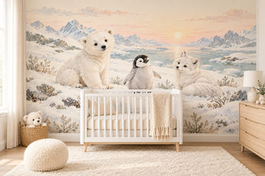 Watercolor Arctic Animals Wall Mural, image 1