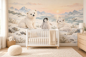 Watercolor Arctic Animals Wall Mural, image 1