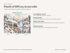 Watercolor Winter Train Wall Mural, image 8