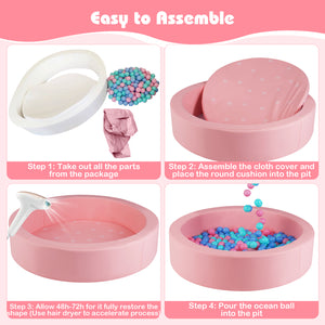42.5 Inch Round Foam Ball Pits with 25D Sponge Filling and Washable PU Cover for Toddlers