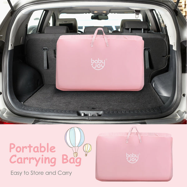 Portable baby bed side sleeper bassinet crib with carrying bag, perfect for travel and safe sleep.