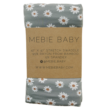 Light Green Daisy Bamboo Stretch Swaddle - MOOGCO Baby