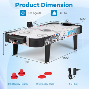 42 Inch Air Powered Hockey Table Top Scoring 2 Pushers - Electric Fan
