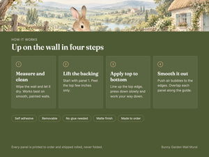 Watercolor Bunny Garden Farm Wall Mural, image 9