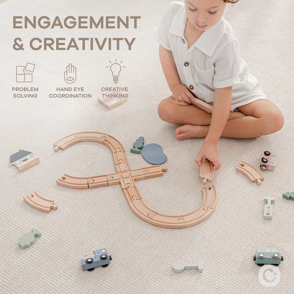 30-Piece Wooden Train Set for Toddlers Ages 1+
