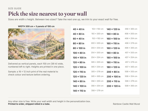 Watercolor Rainbow Castle Fairy Tale Wall Mural, image 5