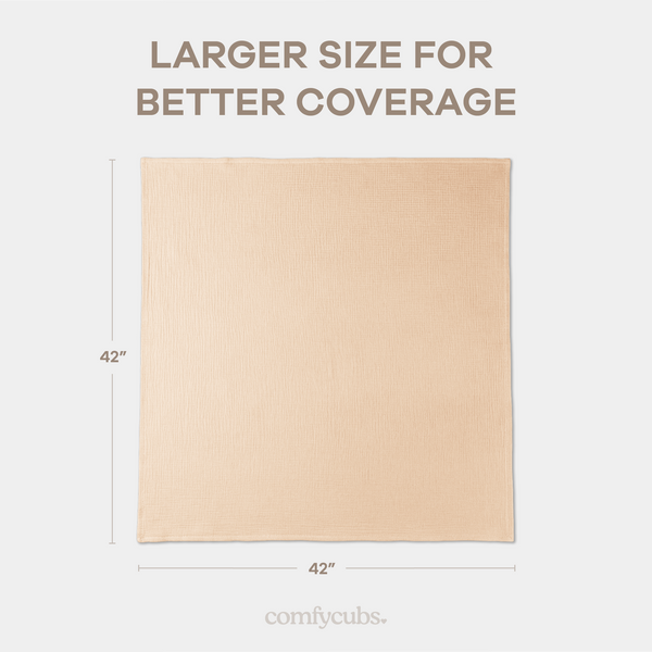 Muslin Swaddle Blankets Pack of 3, 42” x 42” in Cream, Blush, Mauve