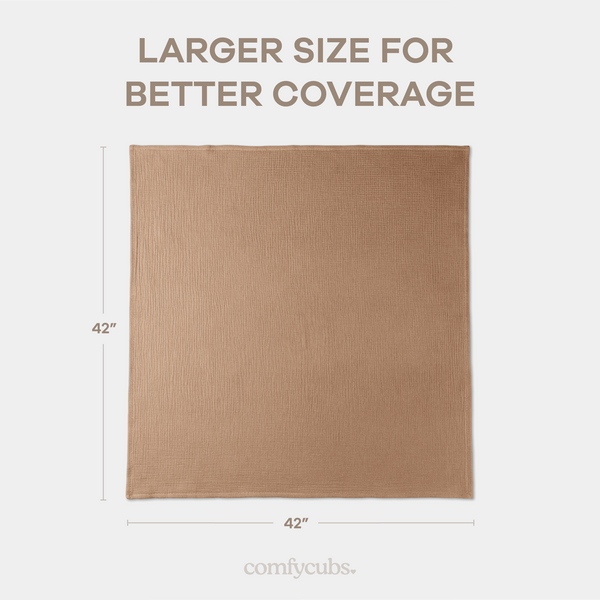 Muslin Swaddle Blankets Pack of 3, 42” x 42” in Sand, Cedar, Caramel
