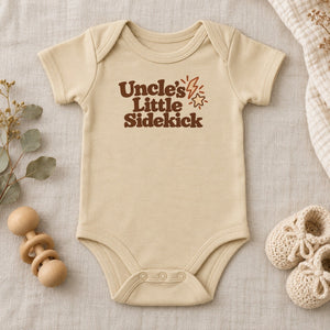 Uncle's Little Sidekick baby bodysuit in natural