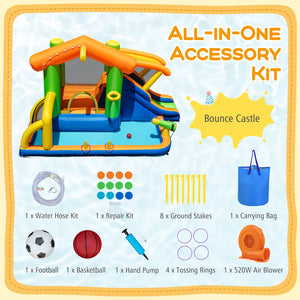 8-in-1 Jumping Castle with Slide and 520W Blower - Vibrating