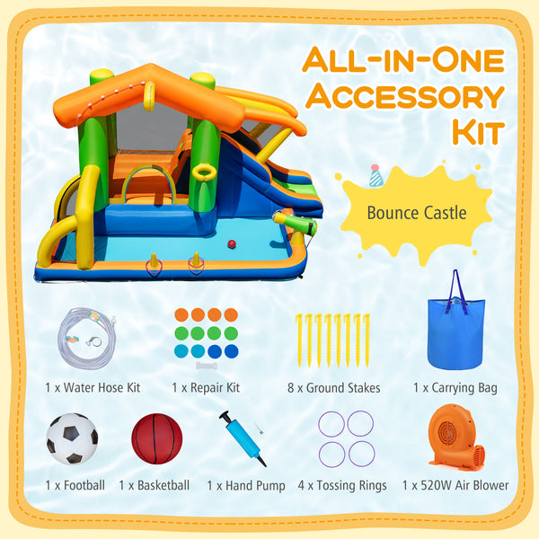 8-in-1 Jumping Castle with Slide and 520W Blower - Vibrating
