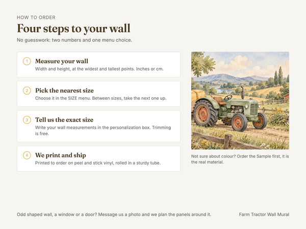 Watercolor Farm Tractor Wall Mural, image 6