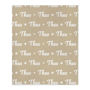 Name Pattern toddler minky blanket in oatmeal