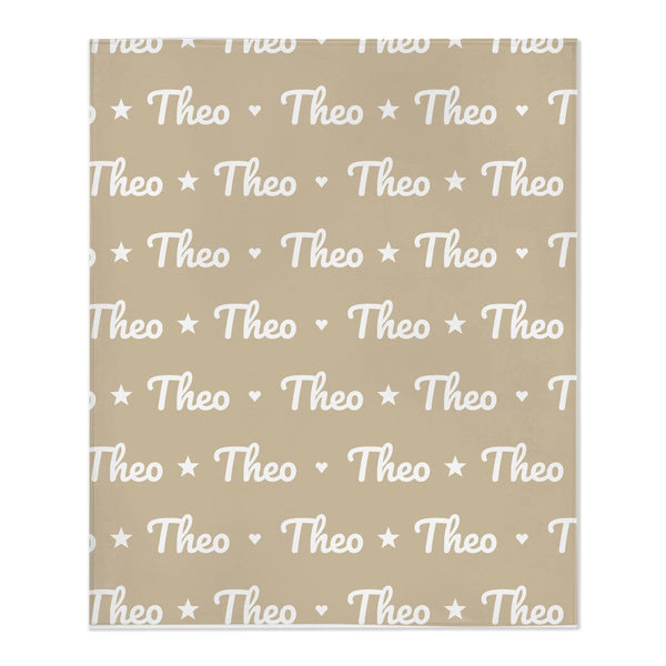 Name Pattern toddler minky blanket in oatmeal