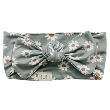 Light Green Daisy Bamboo Head Wrap - MOOGCO Baby