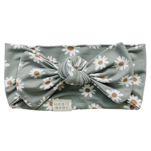Light Green Daisy Bamboo Head Wrap - MOOGCO Baby