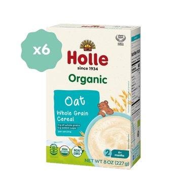 Holle Organic Whole Grain Oat Cereal 6 Pack for babies - nutritious, healthy breakfast option.
