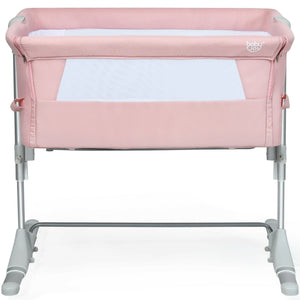 Portable baby bed side sleeper bassinet crib with carrying bag, angled view showcasing design and functionality.