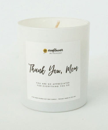 "Thank You Mom Candle - a heartfelt gift for mothers, perfect for any occasion, beautifully designed and aromatic."