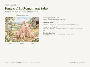 Watercolor Piglet Family Farm Wall Mural, image 8
