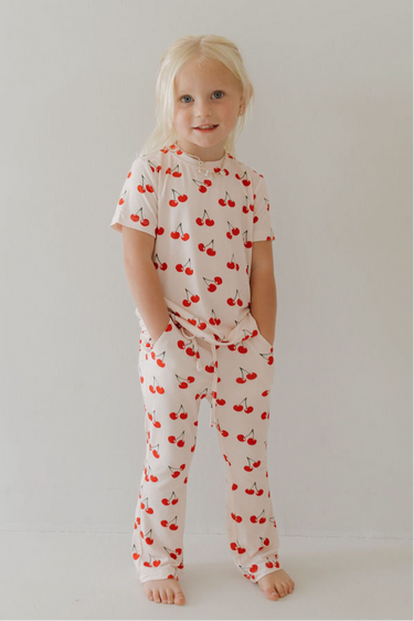 Toddler Short Sleeve Bamboo Lounge Set | Cherry Orchard