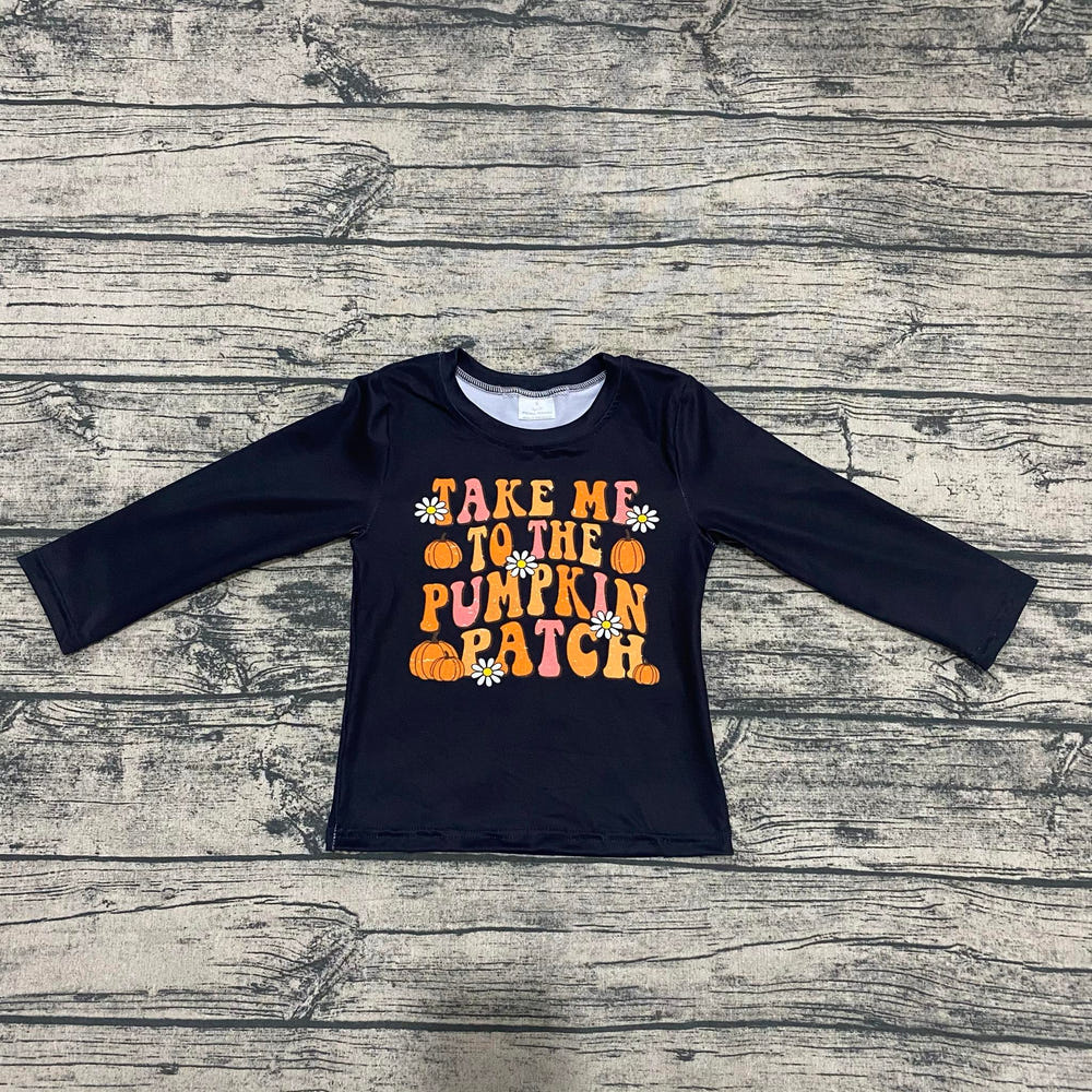 "Take Me to the Pumpkin Patch long sleeve top for babies, perfect for fall outings and cozy comfort."