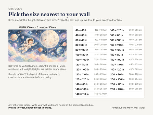 Watercolor Astronaut and Moon Wall Mural, image 5